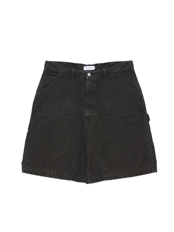 Grainy Denim Double Knee Painter Shorts
